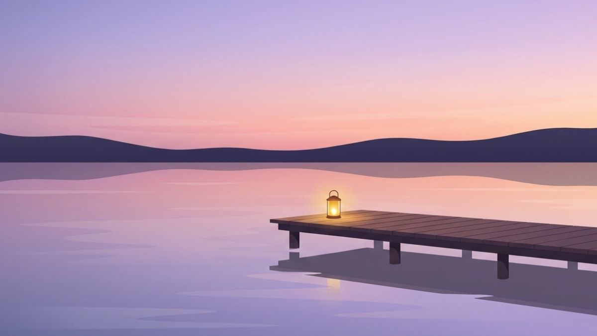 Ilustración de un paisaje tranquilo que simboliza el proceso de duelo y la búsqueda de paz tras la pérdida.