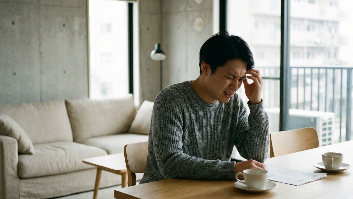Persona con expresión de cansancio e irritación en un entorno moderno