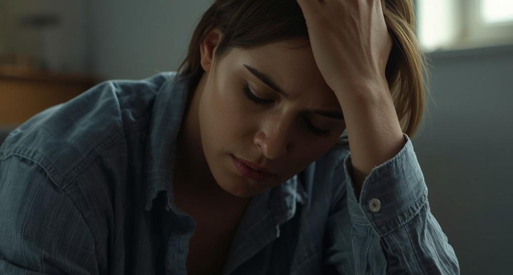 Persona cansada mentalmente por pensamientos repetitivos