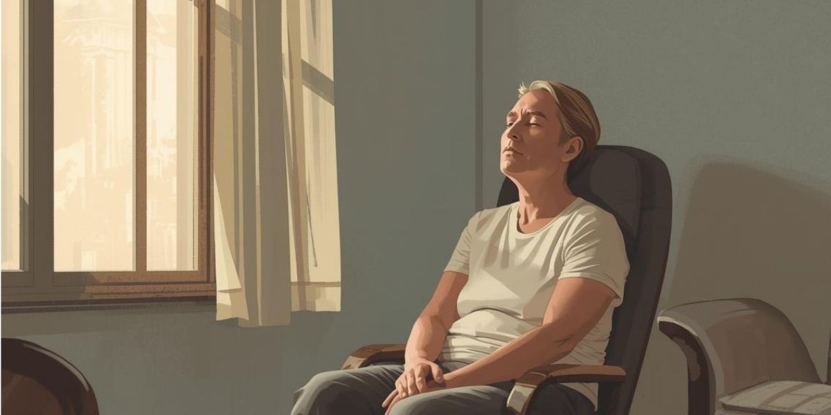 Persona sentada en silencio, pensativa, con sensación de culpa que persiste con el paso del tiempo