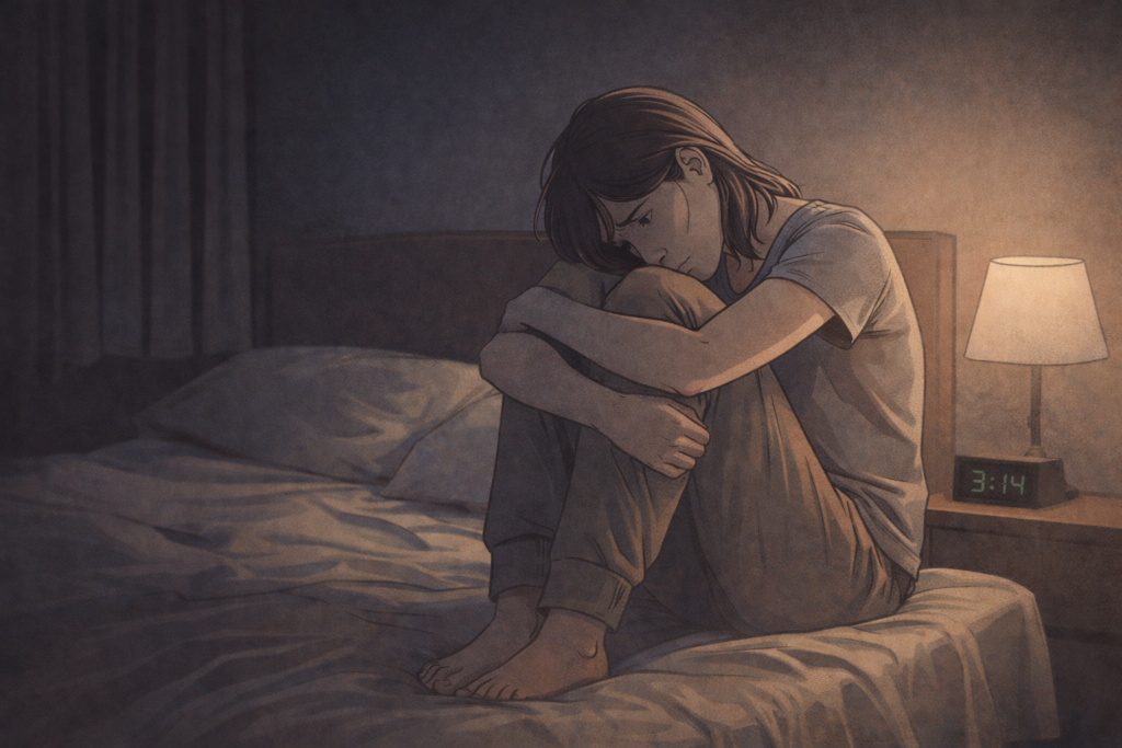 Persona sentada en una habitación tranquila, representando la sensación de miedo sin razón